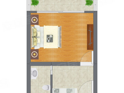 1室0厅 25.00平米户型图