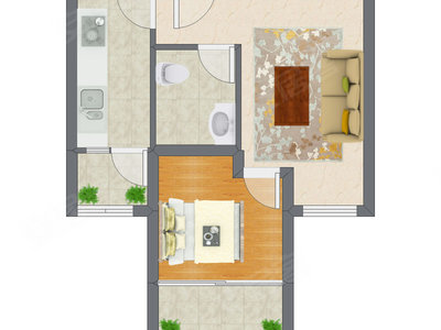1室1厅 53.00平米户型图