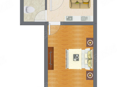 1室1厅 29.00平米户型图
