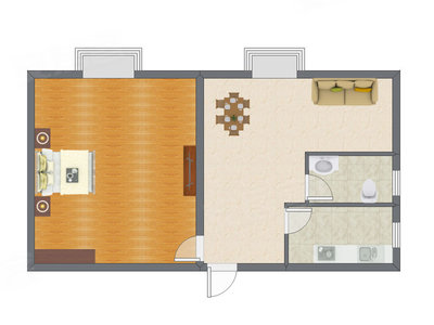 1室1厅 70.00平米户型图