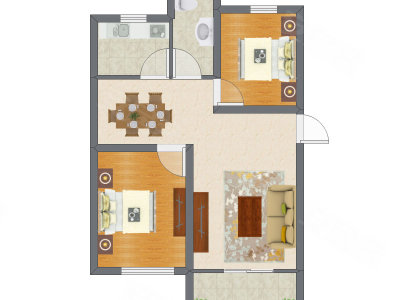 2室2厅 76.20平米户型图