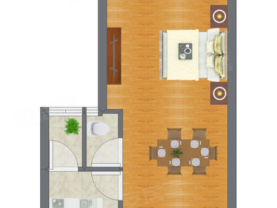 1室0厅 39.76平米户型图
