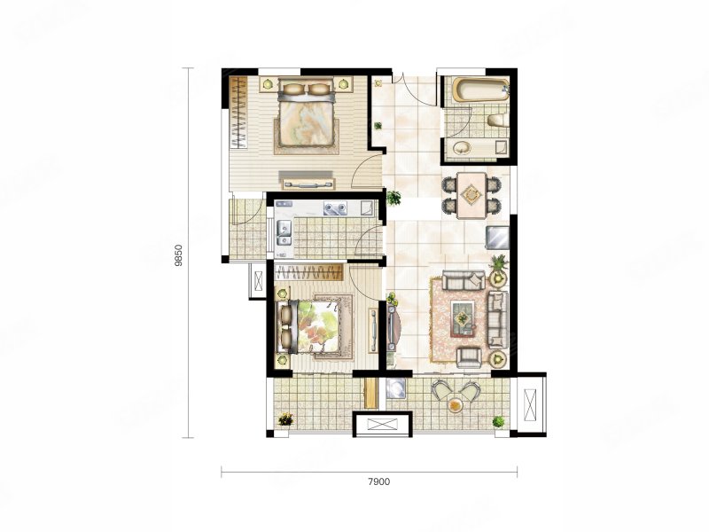 兴庆御苑2室2厅1卫82.67㎡南145万