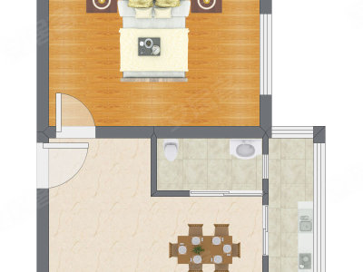 1室1厅 42.02平米户型图