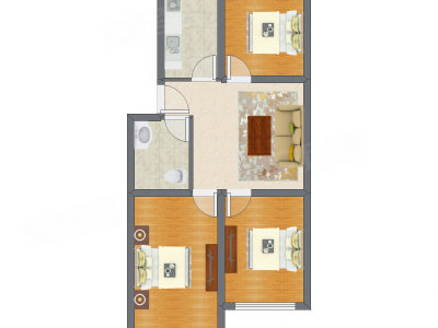 3室1厅 80.23平米