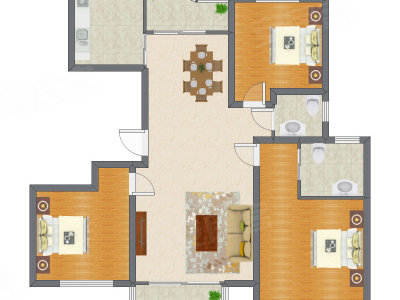 3室2厅 135.00平米户型图