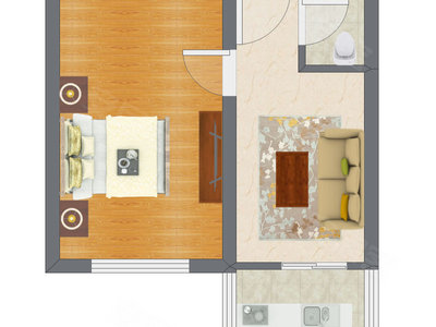 1室1厅 37.86平米户型图