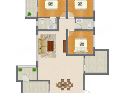 3室2厅 91.83平米