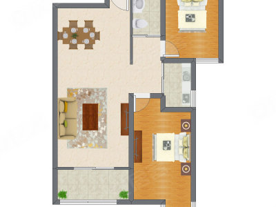 2室2厅 96.77平米户型图