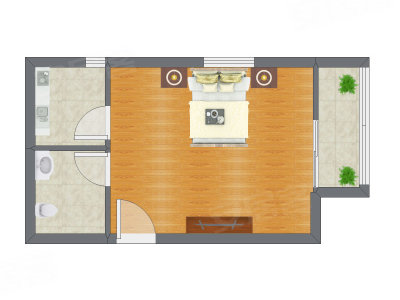 1室0厅 49.74平米户型图