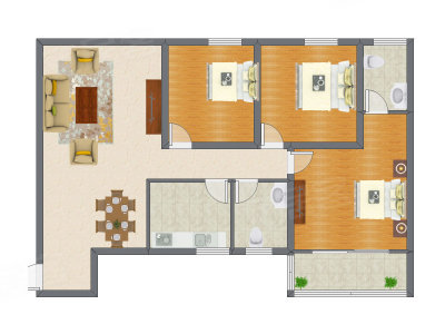 3室2厅 96.54平米