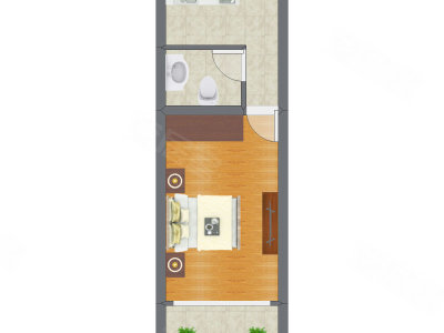 1室0厅 35.20平米户型图