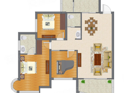 3室2厅 88.43平米户型图