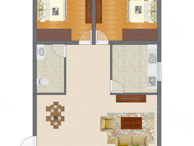 2室2厅 76.22平米