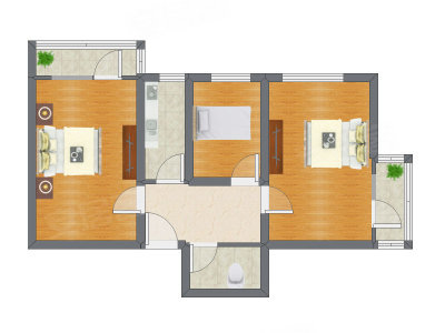 3室1厅 75.41平米