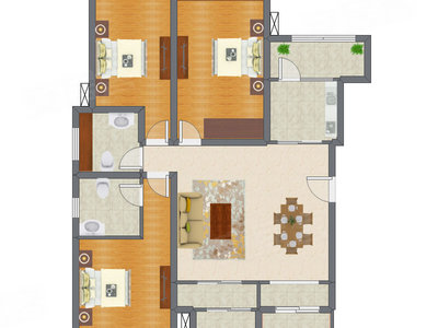 3室2厅 97.31平米户型图