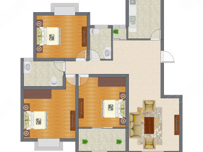 3室1厅 105.76平米