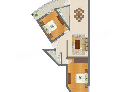 2室2厅 80.33平米户型图