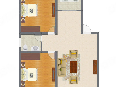 2室2厅 75.20平米户型图