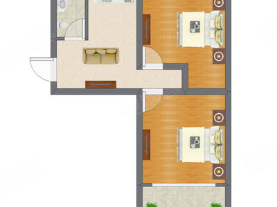 2室1厅 52.50平米户型图