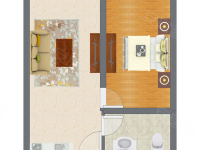 1室1厅 53.11平米户型图