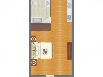 1室1厅 47.95平米户型图