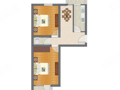 2室1厅 56.70平米