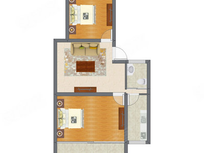 2室1厅 63.50平米