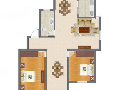 2室2厅 114.30平米户型图