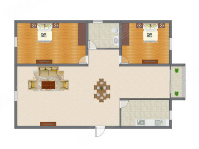 2室2厅 145.40平米户型图