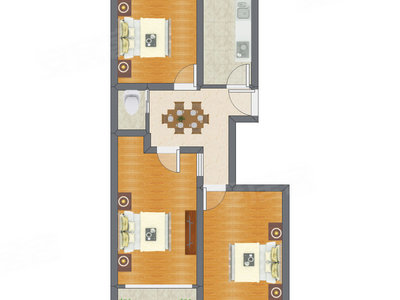 3室1厅 80.43平米