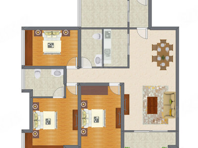 3室2厅 121.88平米户型图
