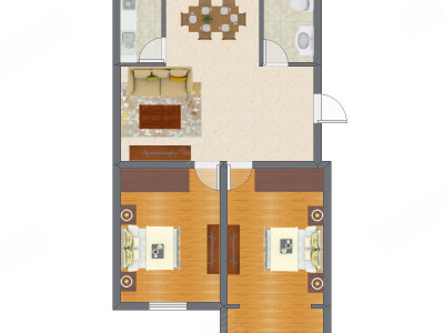 2室2厅 78.00平米