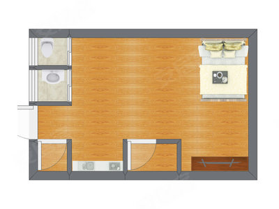 1室1厅 20.73平米户型图