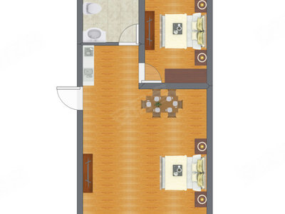 1室1厅 44.12平米户型图