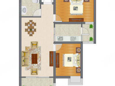 2室2厅 97.57平米