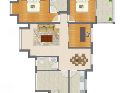 3室2厅 97.36平米