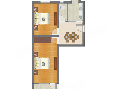 2室1厅 72.23平米户型图