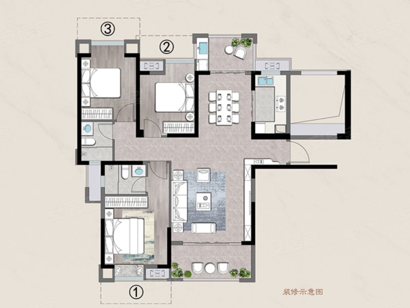 天境3室2厅2卫128㎡南125万