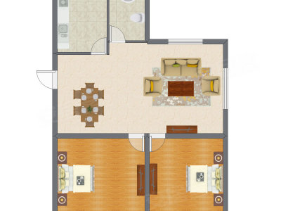 2室1厅 83.91平米