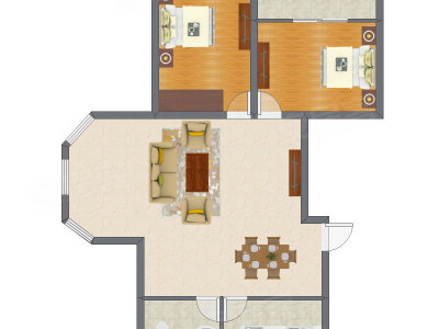 2室1厅 81.71平米户型图
