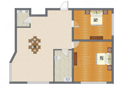 2室1厅 92.00平米户型图