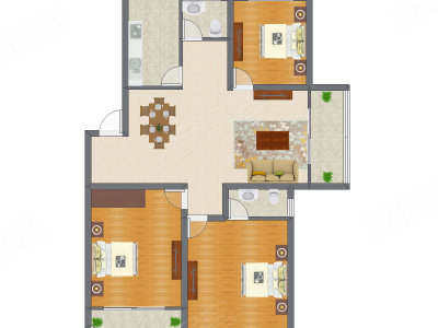 3室2厅 105.37平米