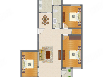 3室2厅 118.21平米