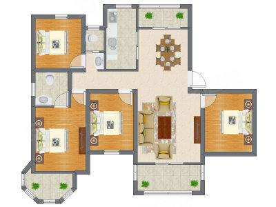 4室2厅 132.00平米