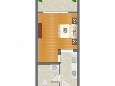 1室0厅 58.61平米户型图