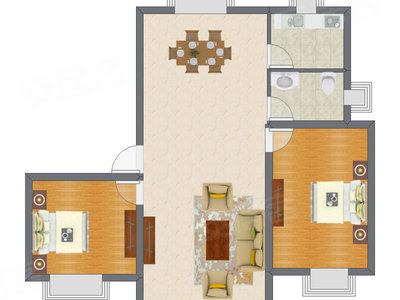 2室2厅 90.44平米