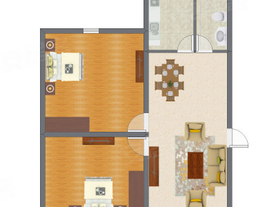 2室2厅 101.23平米户型图