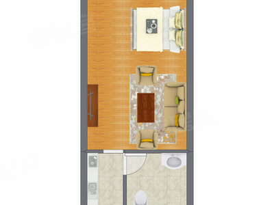 1室1厅 28.44平米户型图