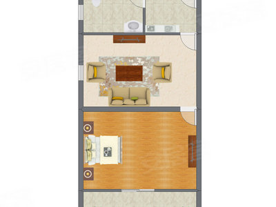 1室1厅 83.00平米户型图